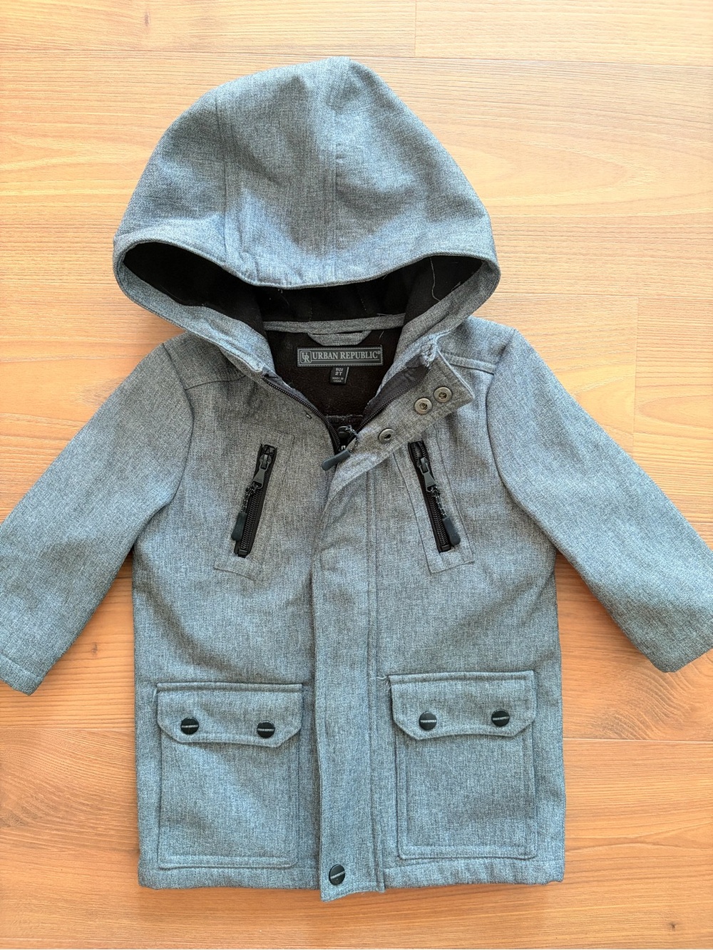 Urban Republic Boys' Gray Hooded Pea Coat